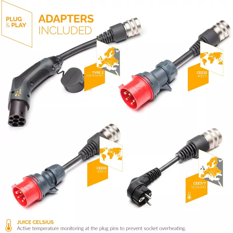 Juice Technology JUICE BOOSTER 2 Traveller Plus EV Set (EU) (Antratsiit/must, 1,4–22 kW, 3,1 m kaabel)