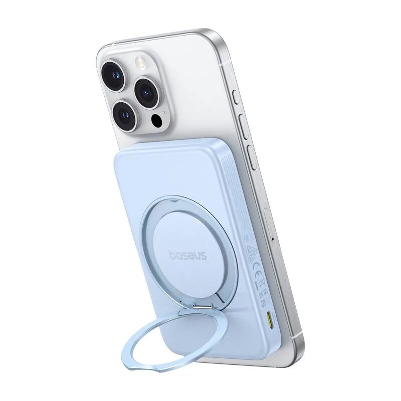 Akupank Baseus PicoGo Qi2 5000 mAh 20 W sinine kaasaskantav laadija juhtmevaba ja juhtmega