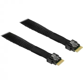MiniSAS-kaabel SFF 8654-4i > SFF 8654-4i (must, 0,7 meetrit)