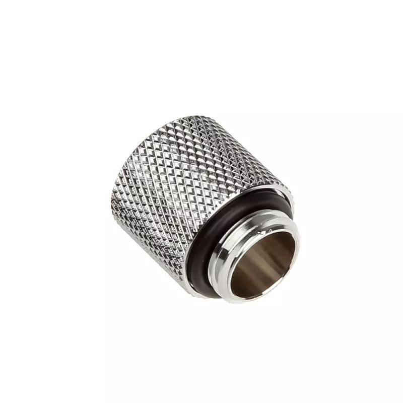 Bitspower adapter G1/4 tolli väliskeere – G1/4 tolli sisekeere, 15 mm, läikiv hõbedane