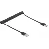 Spiraalkaabel DeLOCK EASY-USB 2.0 Type-A-pistik Type-A isasele 0,5 m kuni 0,8 m must