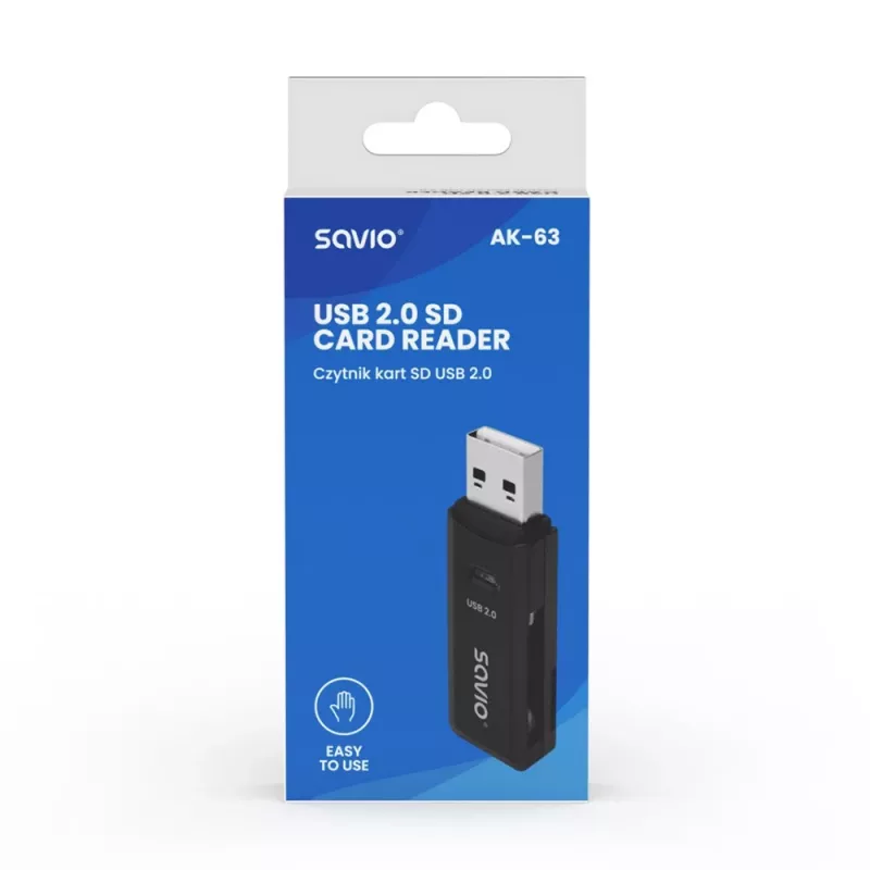 SD-kaardilugeja, USB 2.0, 480 Mbps, AK-63 Savio SAVAK-63