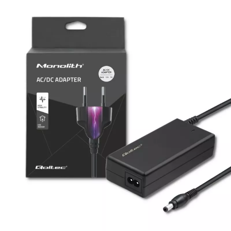 Qoltec 84W lauaarvuti toiteplokk | 12V | 7A | 5.5*2.5 | +toitekaabel