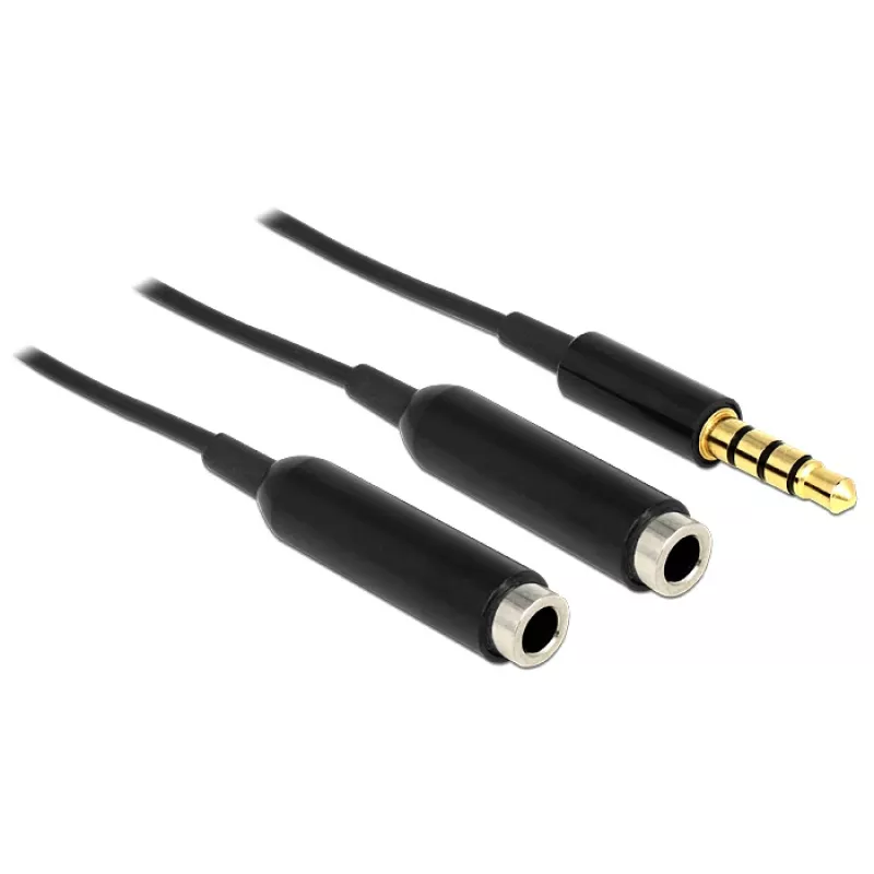 DeLOCK 65575 helikaabel 0,25 m 3,5 mm pistik 2 x 3,5 mm pesa must
