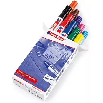Püs marker Edding 3300 peitelots Must Sinine Pruun Roheline Hele sinine Oranž Roosa Lilla Punane Kollane 10 tk