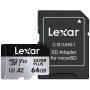 MicroSD-mälukaart Lexar 64 GB UHS-I Klass 3 SILVER PLUS