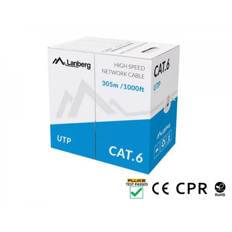 LANBERG võrgukaabel Cat6 U/UTP LCU6-11CU-0305-S, 305 m, 23 AWG, hall, HDPE-kest