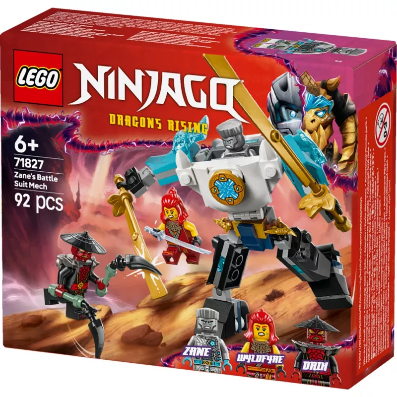 LEGO NINJAGO komplekt 71827 Zane'i lahingülikonna mech, 92 detaili, 2 minifiguuri, kõrgus 100 mm, vanus 6+