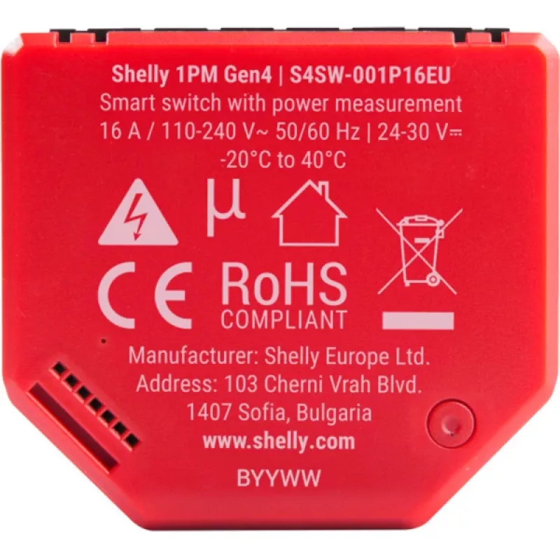 Shelly · Flush-Mount · 1PM Gen4 2-Pack · Relee · max 16A · 1 kanal · Mõõtmisfunktsioon · (Shelly_1PM_Gen4_2er)