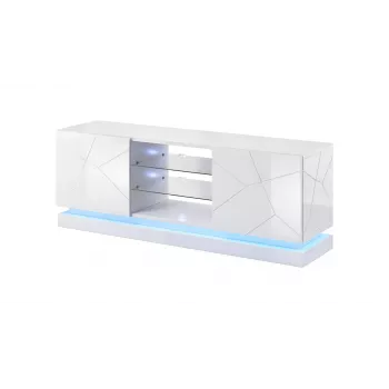 TV cabinet cama meble QIU 160 — MDF Valge gloss, 1600×420×570 mm