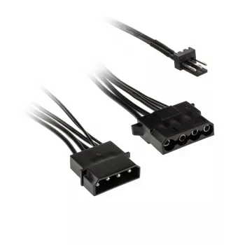 Kolink 3-kontaktiline ventilaatori toiteadapter 2×4-kontaktilisele Molex-pistikule, 245 mm, must