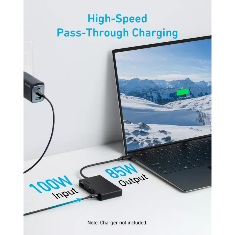 Anker 332 Juhtmega USB 3.2 Gen 1 USB-C Must 100W 4K Ultra HD