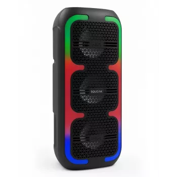 Kaasaskantav stereokõlar SQUEAK SQ1009 — Bluetooth 5.3, 45W RMS, 10 h aku, FM, USB, AUX, LED, 1800 mAh, must