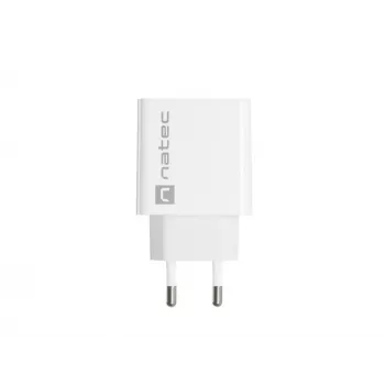 Sisetingimustes vahelduvvoolu kiirlaadija NATEC RIBERA 12V 20W USB-C PD 3.0 + USB-A Samsung AFC valge