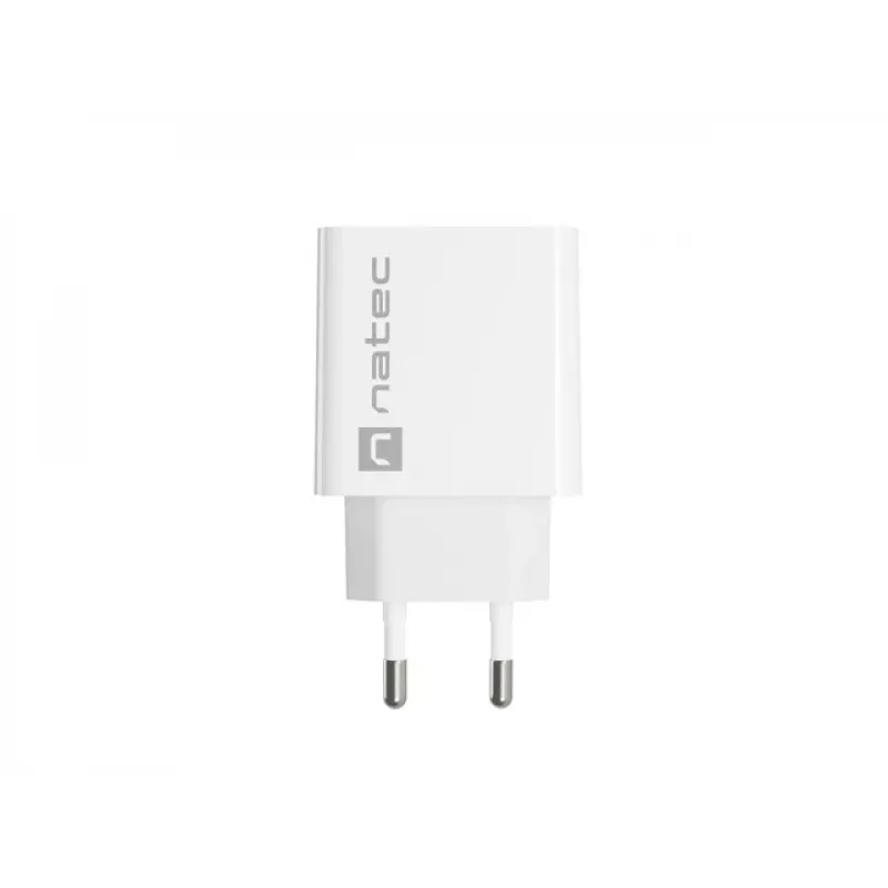 Sisetingimustes vahelduvvoolu kiirlaadija NATEC RIBERA 12V 20W USB-C PD 3.0 + USB-A Samsung AFC valge