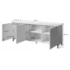 MARMO 3D kummut 200x45x80,5 cm valge matt/marble valge