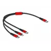 USB-laadimiskaabel DeLOCK 86710 3-ühes USB USB-C – Lightning – Micro USB 30 cm must punane