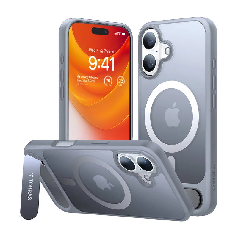 Case Torras Pstand Series iPhone 16 Plus jaoks (titaanhall)
