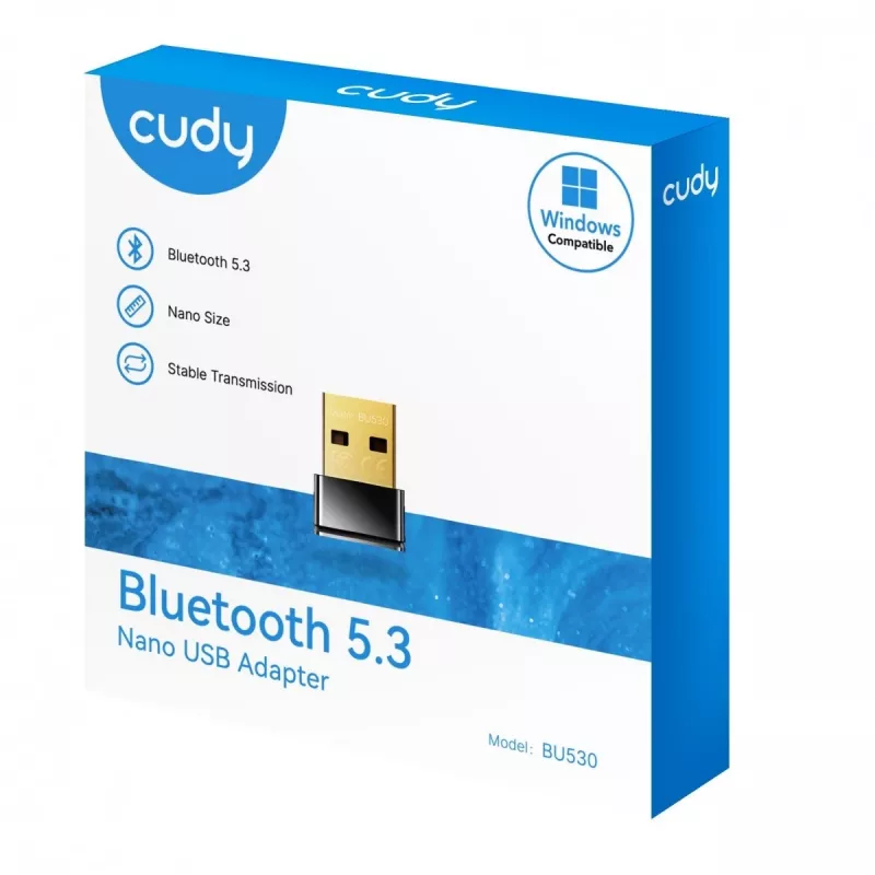 Bluetoothi adapter Cudy BU530 USB Type-A, Must, Bluetoothi väljund, Windows 8.1 tugi