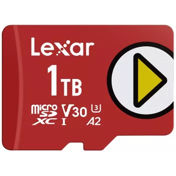 MicroSDXC mälukaart Lexar 1 TB UHS‑I Klass 10 U3 V30 lugemine 205 MB/s kirjutamine 140 MB/s (punane)