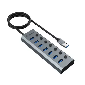 USB-jaotur Akasa AK-HB-21BKCM Alumiinium USB 3.2 Gen 1 5000 Mbit/s