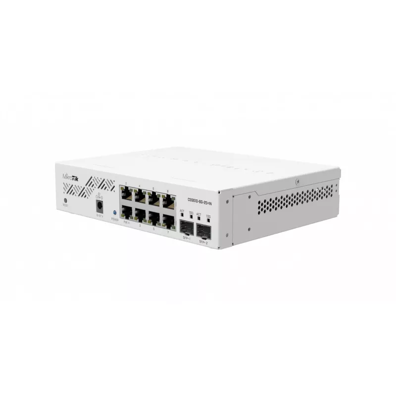 Võrgukommutaator MikroTik CSS610-8G-2S+IN — 8x Gigabit RJ-45, 2x SFP+ 10G, PoE, 12–57V sisend