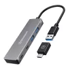 GRAUGEAR G-HUB2A2C-AC liidese jaotur USB 3.2 Gen 1 (3.1 Gen 1) Type-A + Type-C 5000 Mbit/s hõbedane