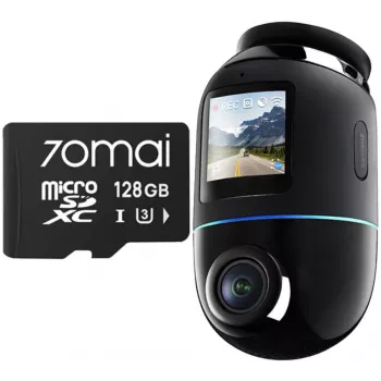 Dash Cam 70mai Omni X800 4K koos 128GB 70mai SD-kaardiga, must