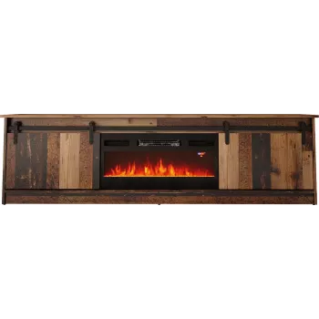 TV-kapp Cama Meble GRANERO koos kaminakapiga, 2000×567×350 mm, puitlaastplaat/MDF, 2 lükandust, matt vana puit