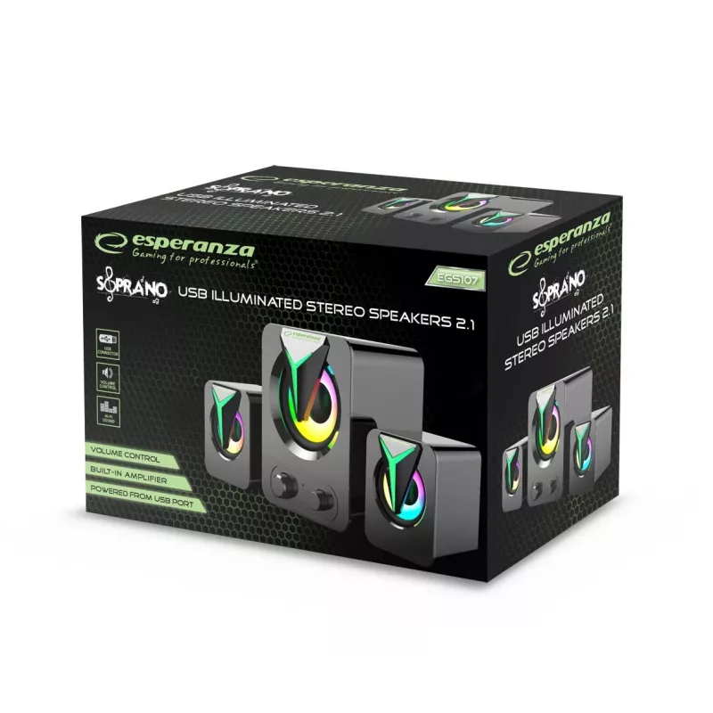 Esperanza EGS107 kõlarid 2.1 USB LED 5 W must