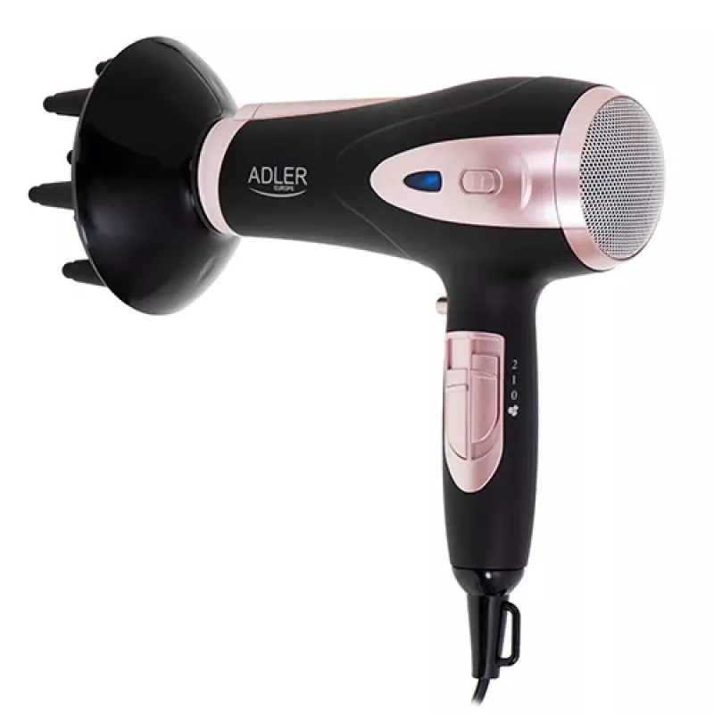 Adler | Föön | AD 2248b ION | 2200 W | Temperatuuriseadete arv 3 | Ioonfunktsioon | Difuusori otsik | Must/Roosa