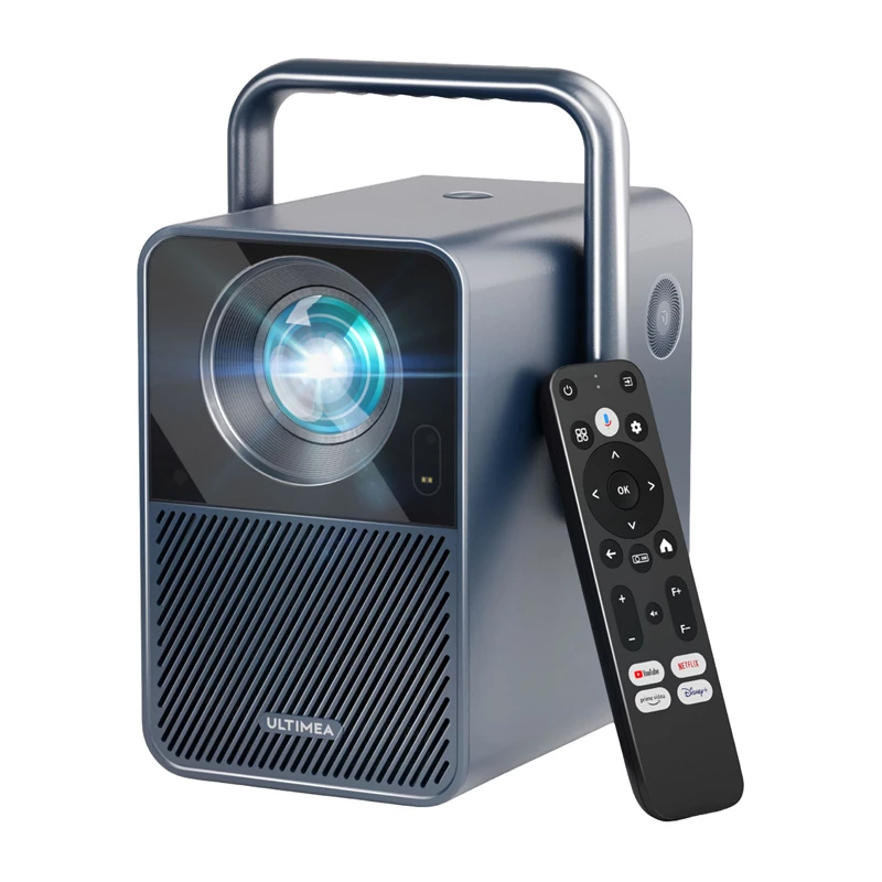 Projektor Ultimea Poseidon E40 lühikese viskekaugusega 1000 ANSI luumenit LCD 4K (4096x2400) LED, automaatne teravustamine, viskesuhe 1,23:1, suum 2,0:1, 8 GB salvestusruum