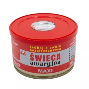 Avariiküünal FULER HASKE Pro MAXI 410 g — naturaalne sojavaha, 72 h põlemisaeg, 99 mm × 65 mm, teraspurk