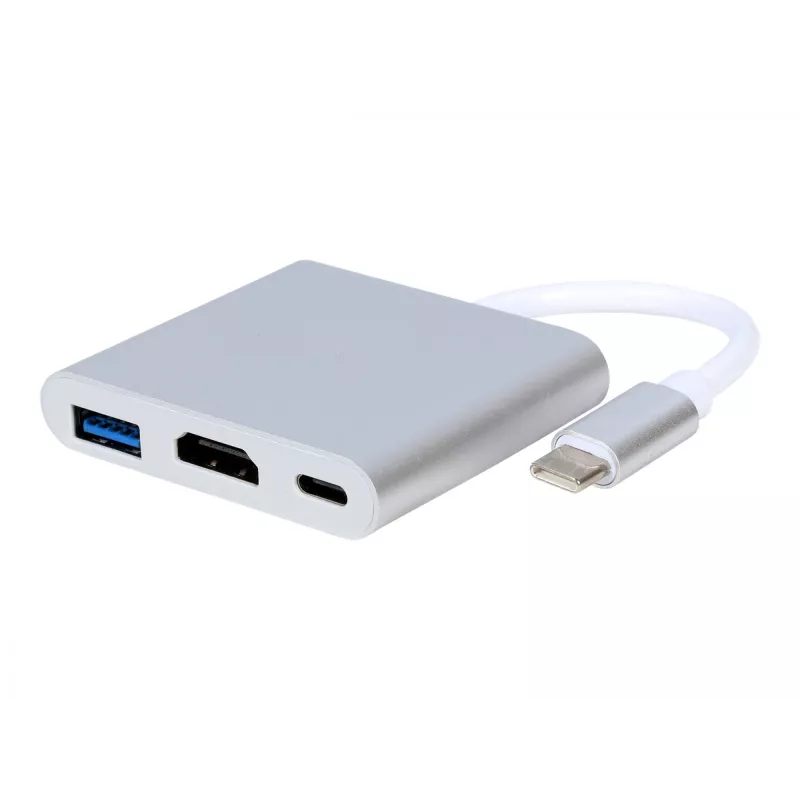 USB-graafikaadapter GEMBIRD A-CM-HDMIF-02-SV, HDMI-väljund, kuni 3840×2160, hõbedane, 58,5×51×11,6 mm