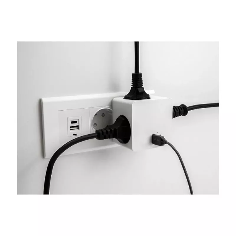 DeLOCK 11501 toitepistiku adapter tüüp F valge 3A USB-pordid