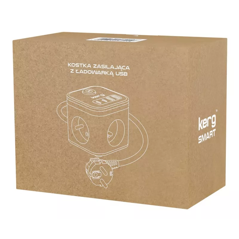Pistikupesa Kerg SMART 3 pesaga ja 4 USB-ga (USB-A + USB-C), 1,5 m kaabel, 16 A/250 V