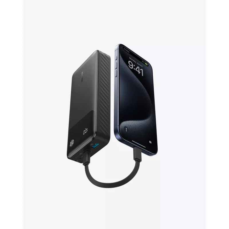 PowerBank USB-C kaabliga 20000 mAh 30W Must
