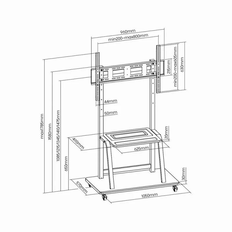 Gembird TVS-100F-01 põrandaalus ekraanidele 2.54 m (100) Must