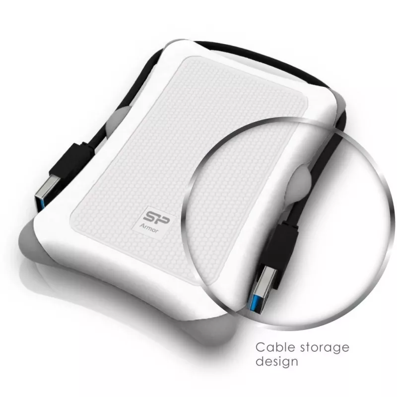 Väline kõvaketas Silicon Power Armor A30 2TB 2.5 tolli USB 3.2 Gen 1, valge, löögikindel, 256‑bitine AES