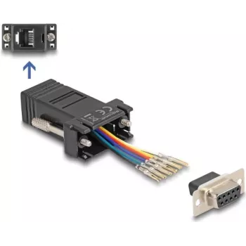 DeLOCK D-Sub 9-pin emane RJ12-emane monteerimiskomplekt must