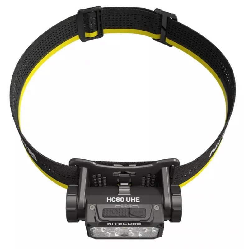 Pealamp Nitecore HC60 UHE 4000 mAh akuga, 6 LEDi, veekindel, põrutuskindel, must/kollane