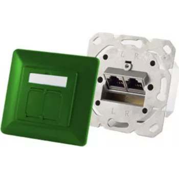 Pistikupesa 2 x RJ-45 ShiverPeaks 74280-G, Cat6a, 500 MHz, metallkorpus, roheline