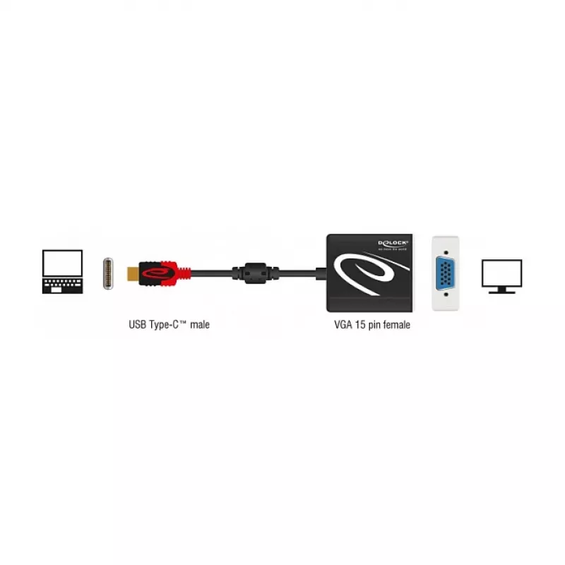 Video kaabliadapter DeLOCK 62994 USB USB-C to VGA 0.2m Must
