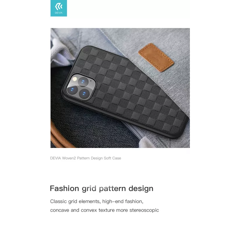 Pehme kaitseümbris Devia Woven2 iPhone 11 Pro Max'ile, kootud tekstuur, must
