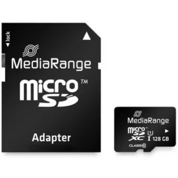 MediaRange MR945 - Mälupliias (microSDXC koos SD-adapteriga) - 128GB - UHS-I / Class10 - microSDXC - Must (MR945)