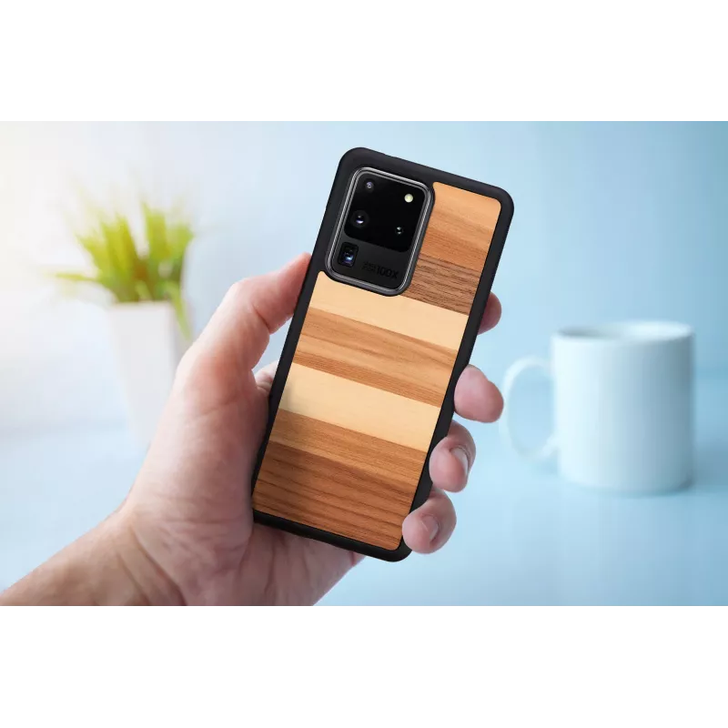 Kaitsev telefonikott man and wood Galaxy S20 Ultra — must puitviimistlus
