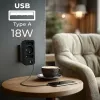 Toitejaotur MACLEAN MCE248 F/B — 3 vahelduvvoolu pesa (1x16A, 2x6A) ja 4 USB-porti (2xUSB‑A, 2xUSB‑C PD 20W), EL-pistik, must