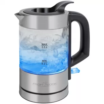 ProfiCook PC-WKS 1228 G elektriline veekeetja 0,5 L 1100 W roostevaba teras, läbipaistev