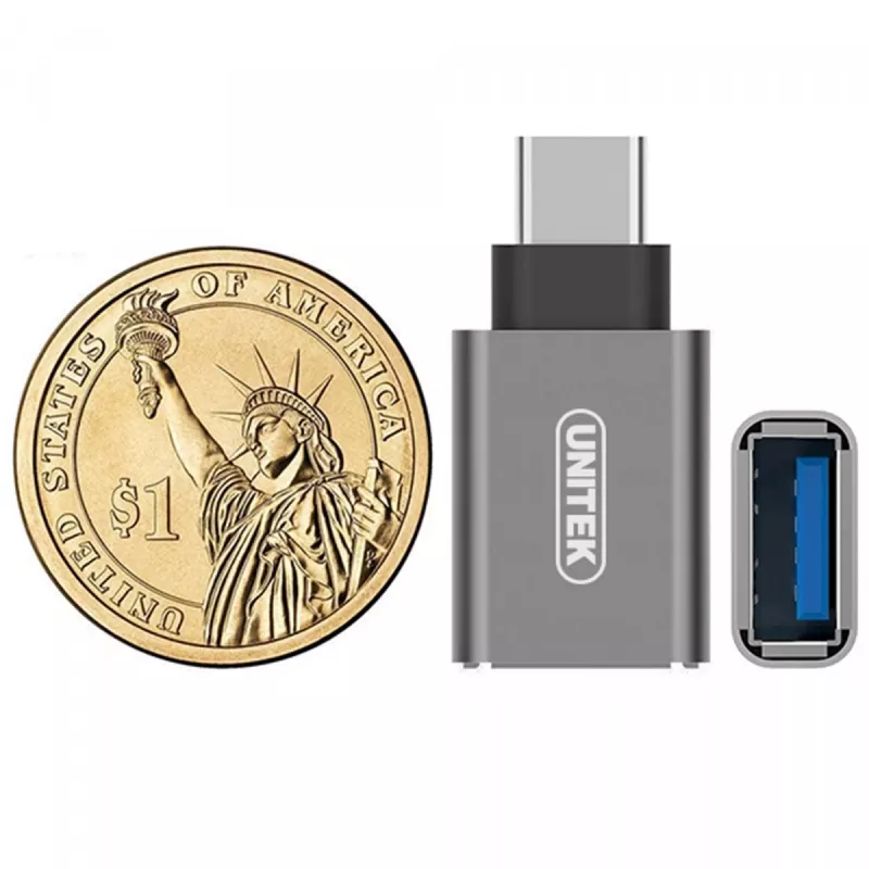 UNITEK Y-A025CGY kaabli liides/sugupuu adapter USB Type-C USB Type-A Metallic
