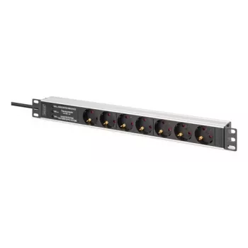 Digitus DN-95441 toitejaotusseade PDU 7 vahelduvvoolupistikupesa 1U Must Hõbedane